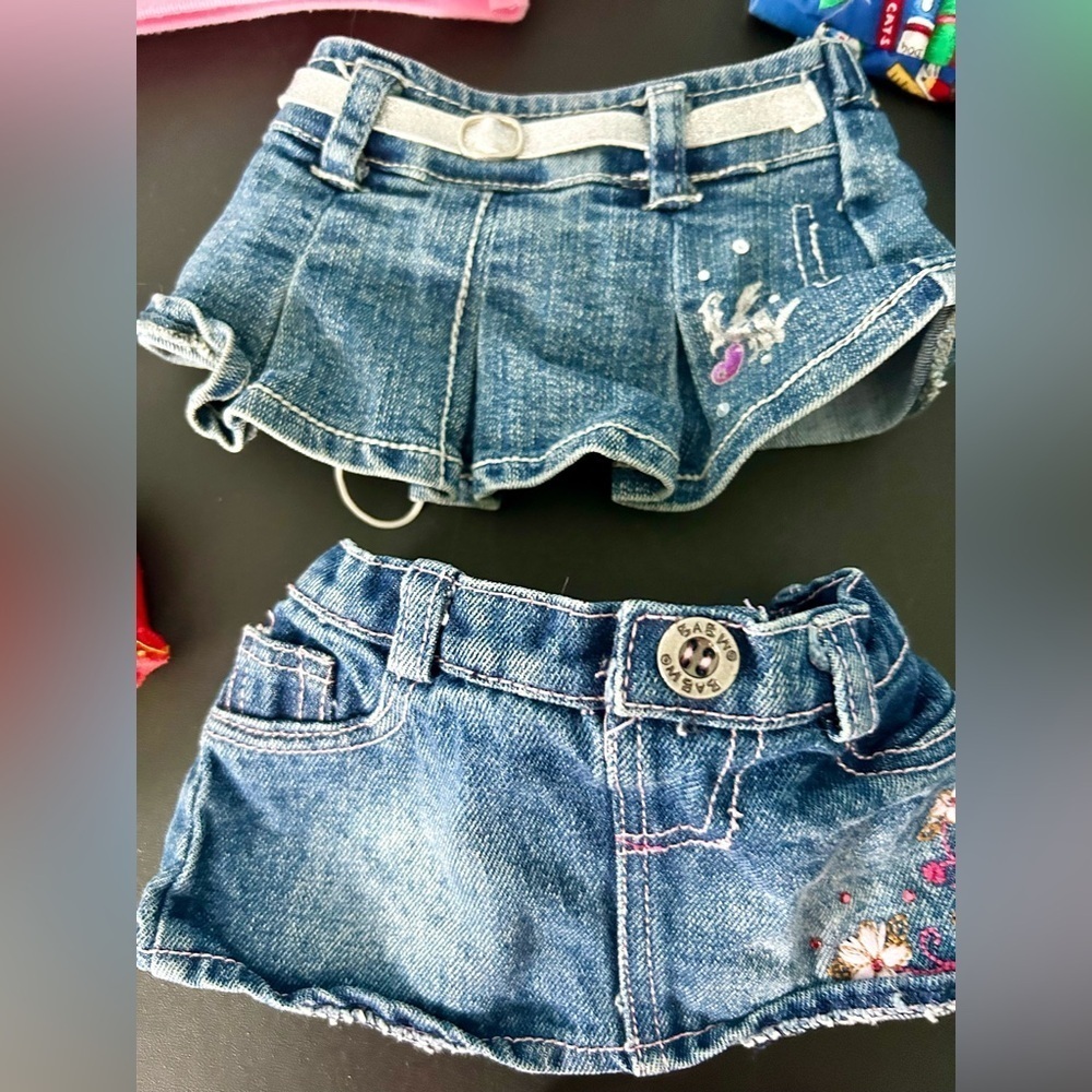 Bear/doll/animal clothes lot of 14 jean skirts/shorts/tops fits most BAB animal - Picture 5 of 8